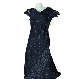 NWT VINTAGE RAMPAGE METALLIC FLORAL LACE LONG DRESS  Size 4